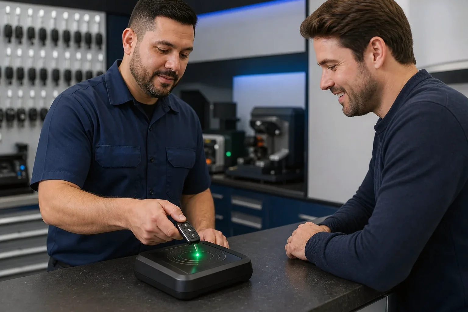 Chaveiro programando um controle eletrônico em Itaituba.